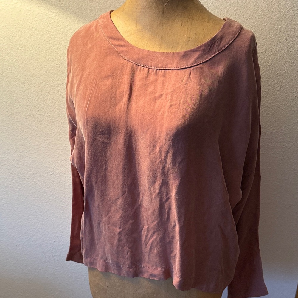 Women's Relaxed Long-Sleeve Blouse in Dusty Rose